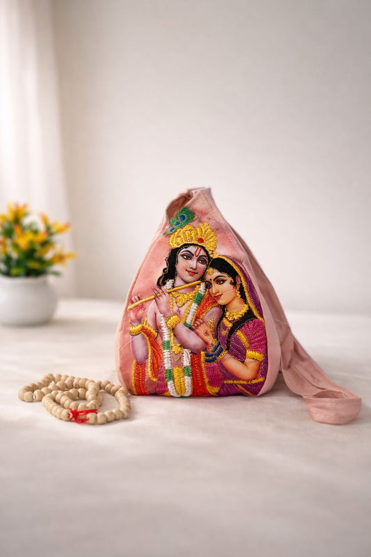 Radha Krishna embroidery Japa bag