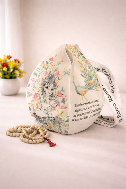 Handcrafted Krishna Japa Mala Bag for Daily Chanting & Meditation